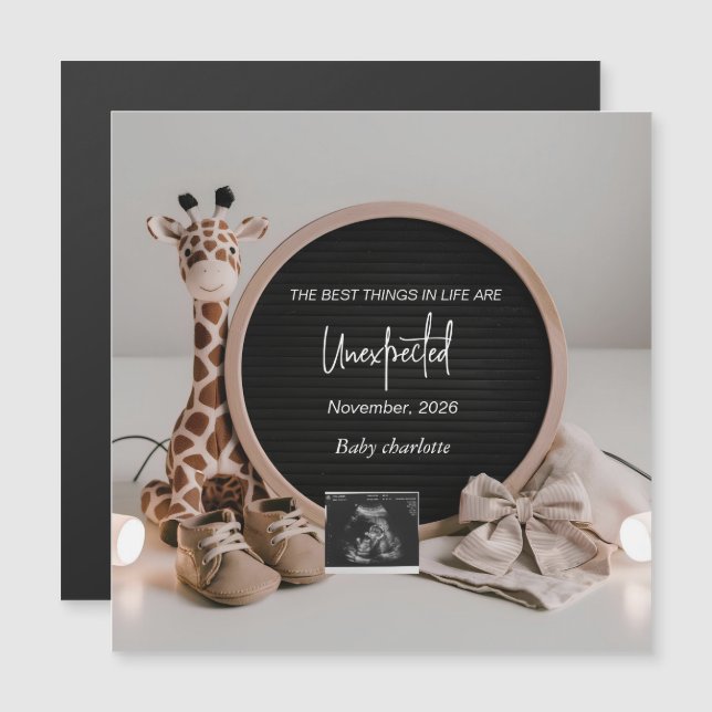 Neutral Baby Reveal Pregnancy announcement card Magnetkarte (Vorne/Hinten)
