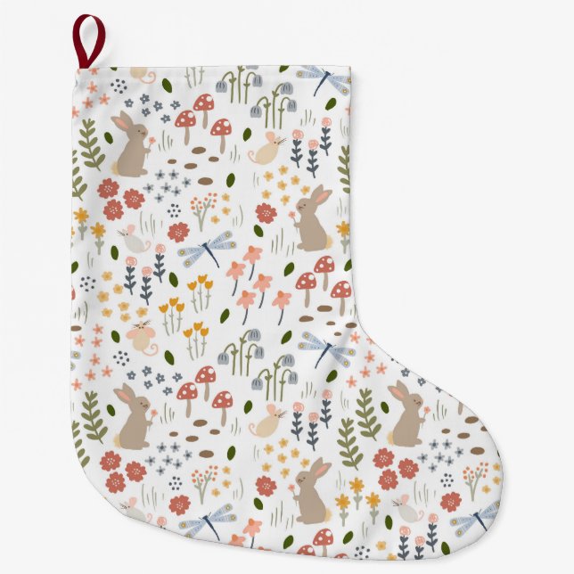 Neutral Baby Woodland First Christmas Großer Weihnachtsstrumpf (Vorderseite)