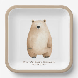 Neutral Bear Bear Baby Shower Pappteller