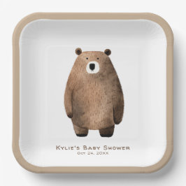 Neutral Bear Bear Baby Shower Pappteller