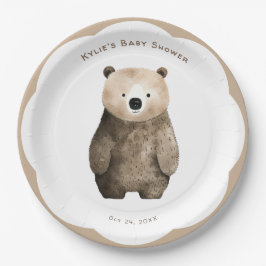 Neutral Bear Bear Baby Shower Pappteller