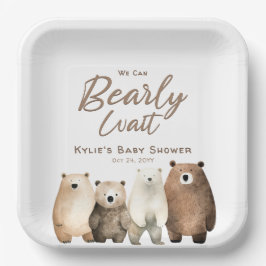 Neutral Bear Bear Baby Shower Pappteller