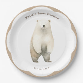 Neutral Bear Bear Baby Shower Pappteller