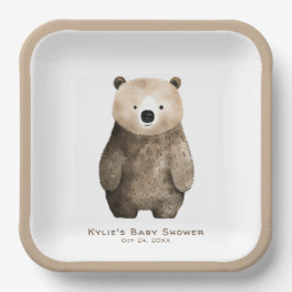 Neutral Bear Bear Baby Shower Pappteller