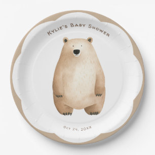 Neutral Bear Bear Baby Shower Pappteller