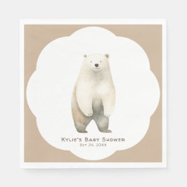 Neutral Bear Bear Baby Shower Serviette