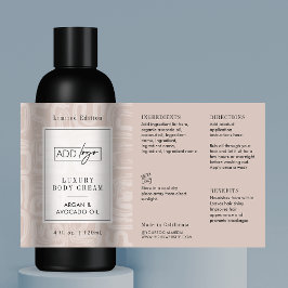 Neutral Beige Bohemian Logo 4OZ Cosmetic Bottle Rechteckiger Aufkleber