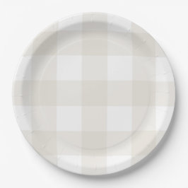 Neutral Beige Gingham Pappteller
