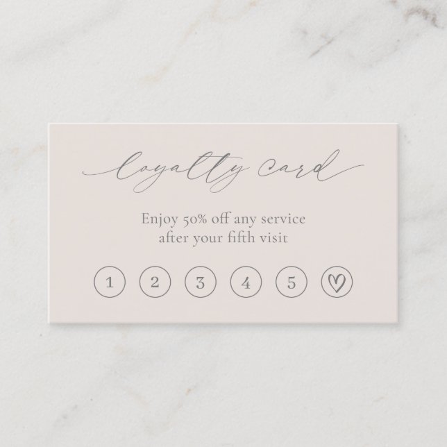 Neutral Beige Minimal Herzklettern QR Code Elegant Treuekarte (Vorderseite)