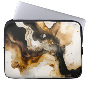 Neutral-Beige und Abstrakt-Goldsieb Laptopschutzhülle