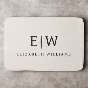 Neutral Beruflich Simple Monogram Minimalistisch Badematte