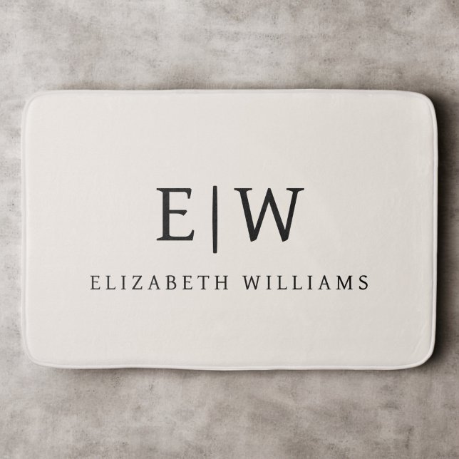 Neutral Beruflich Simple Monogram Minimalistisch Badematte (Von Creator hochgeladen)