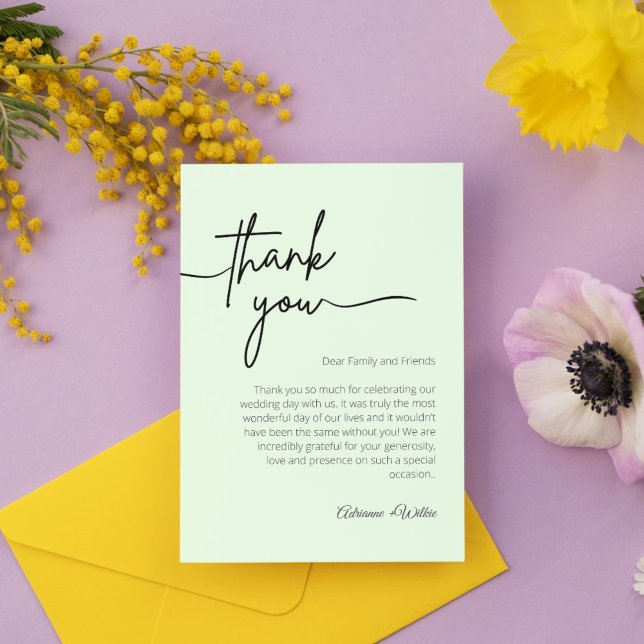 Neutral Black and White Minimalist Wedding Dankeskarte (Neutral Black and White Minimalist Wedding Thank You Card)