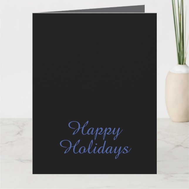 Neutral Black & Blue Plain Elegant Happy Holidays Karte (Vorderseite)