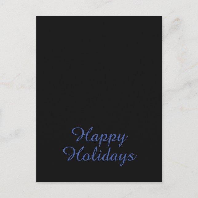 Neutral Black & Blue Plain Elegant Happy Holidays Postkarte (Vorderseite)