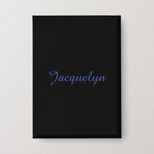Neutral Black & Blue Schlicht Elegante Moderner Na Button (Vorderseite)