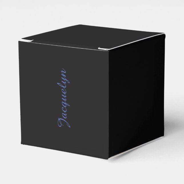 Neutral Black & Blue Schlicht Elegante Moderner Na Geschenkschachtel (Vorderseite)