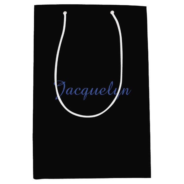 Neutral Black & Blue Schlicht Elegante Moderner Na Mittlere Geschenktüte (Vorderseite)