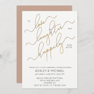 Neutral Blush Brown Gold Script Probe Dinner Einladung