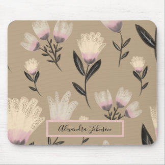 Neutral Blush Floral | Modern Botanical Mousepad