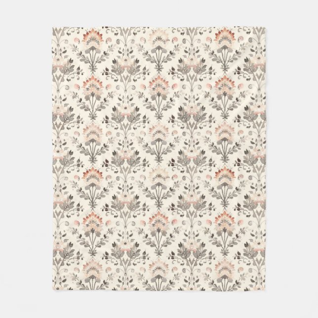 Neutral Blush Gray Botanical Fleece Blanket (Vorderseite)