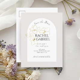 neutral | Boho Arch Gold Floral Wedding Postkarte