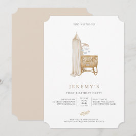 Neutral Boho Baby First Geburtstag Einladung