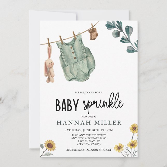 Neutral Boho | Baby Sprinkle Einladung (Vorderseite)