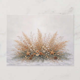 Neutral Boho Christmas Botanical Pampas Arrangemen Feiertagspostkarte