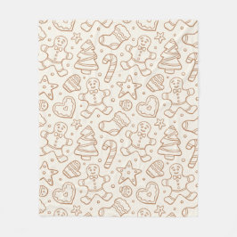Neutral Boho Christmas Gingerbread Man Beige Fleecedecke