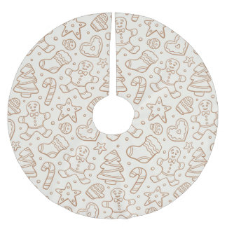 Neutral Boho Christmas Gingerbread Man Beige Polyester Weihnachtsbaumdecke