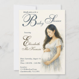 Neutral Boho Elegance Baby Shower Asian Mom to be Einladung
