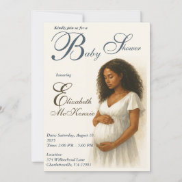 Neutral Boho Elegance Baby Shower Black Mom to Be Einladung