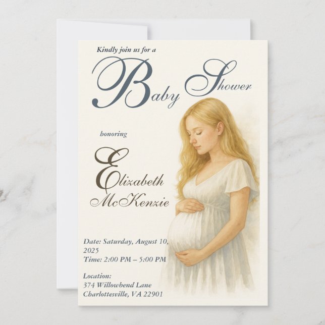 Neutral Boho Elegance Baby Shower Blonde Mom to be Einladung (Vorderseite)