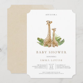 Neutral Boho Giraffe Kinderdusche Einladung