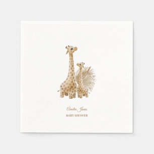 Neutral Boho Pampas Grass Giraffe Babydusche Serviette