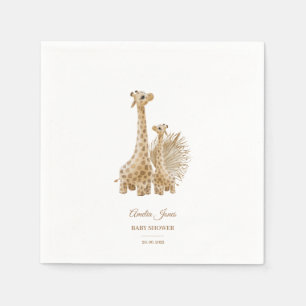 Neutral Boho Pampas Grass Giraffe Babydusche Serviette
