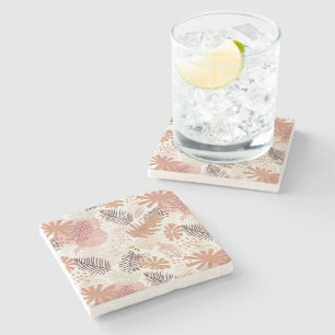 Neutral Boho Tropical Foliage Steinuntersetzer
