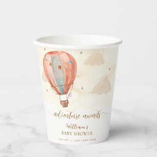 Neutral Boho Vintag Heißluftballon Babydusche Pappbecher