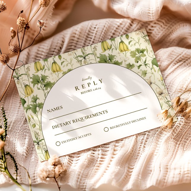 Neutral Botanical Arch Garden Wedding RSVP Karte (Von Creator hochgeladen)