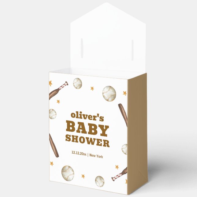 Neutral Boy Batter Up Baseball Sport Baby Shower  Geschenkschachtel (Offen)