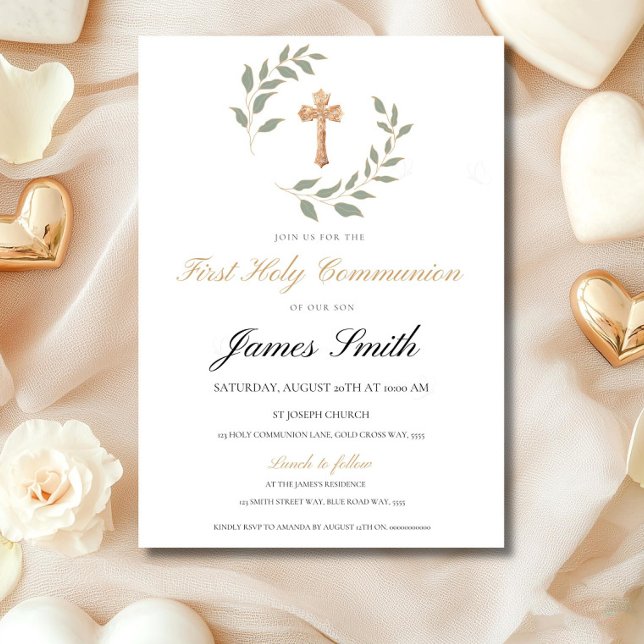 Neutral Boy Girl First Communion Invitation Editab Einladung (Von Creator hochgeladen)