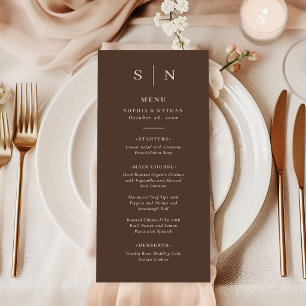 Neutral Braun Minimale und schicke Hochzeit Menükarte