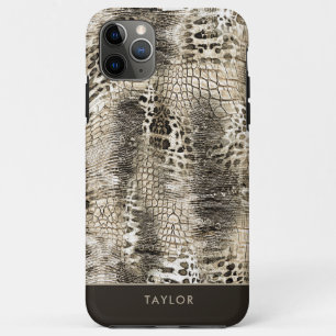 Neutral-braune Snakeskin-Muster mit Namen Case-Mate iPhone Hülle