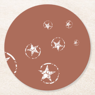 Neutral Brick Jagged Circle Stars Runder Pappuntersetzer