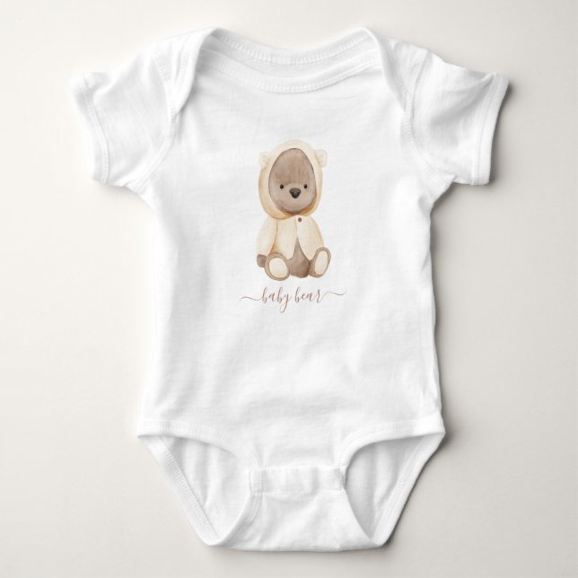 Neutral Brown Teddy Bear Baby Bear Strampler (Vorderseite)