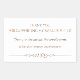 Neutral Brown Thank You | Minimal Small Business  Rechteckiger Aufkleber