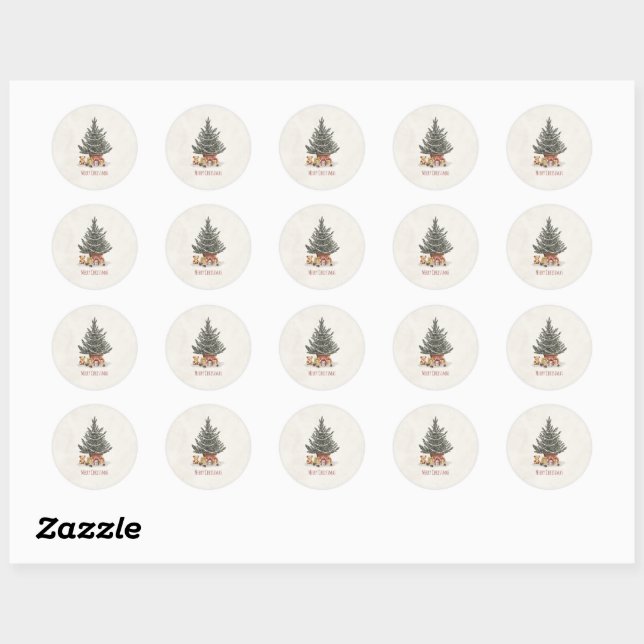 Neutral Christmas Stickers with Christmas Tree  (Blatt)