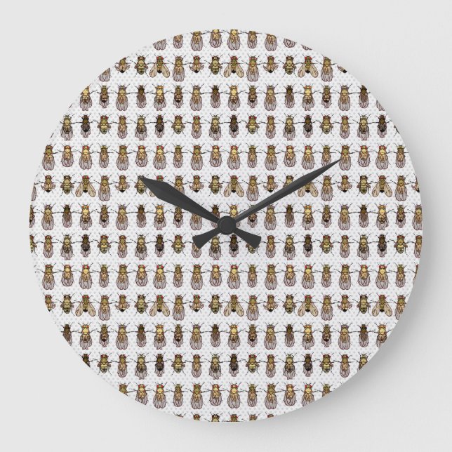 Neutral Color Drosophie Clock Große Wanduhr (Vorderseite)