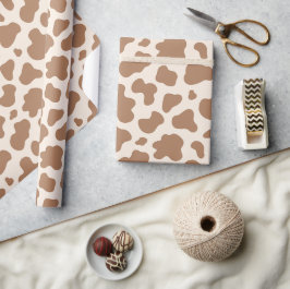 Neutral Cow Print Western Cowboy Beige Brown Geschenkpapier